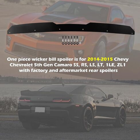سبويلر خلفي من Wickerbill لسيارة 2014-2015 Chevy 5th Gen Camaro SS, RS, LS, LT, 1LE, ZL1، قطعة واحدة أضف على طراز Wicker Bill Spoiler in Saudi Arabia