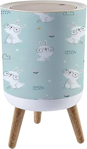 Trash Can with Lid Kitchen Bathroom Bedroom 1.8 Gallon Press Cover Floral Style 70s Groovy Daisy Flowers Retro Floral Naive Design Style Wood Small Garbage Bin Wastebasket Office Waste Bin in Saudi Arabia