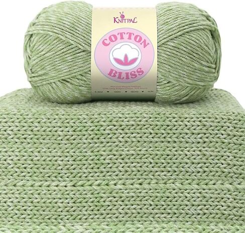 KnitPal Cotton Bliss، مزيج القطن الناعم الحليبي، الوزن الصوفي #4، 4 كرات في كل عبوة (640 ياردة/400 جم) - (شوكولاتة بيضاء) in Kuwait