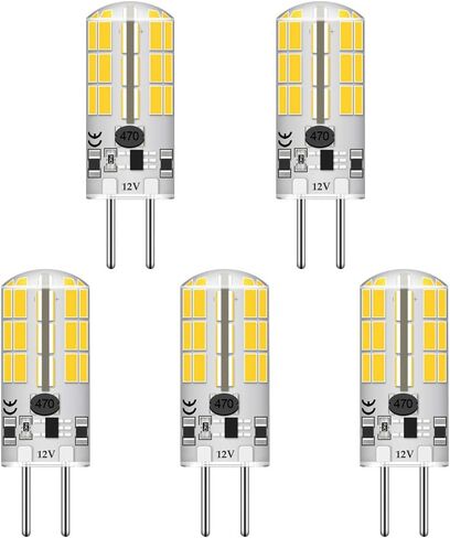 GY6.35 G6.35 Bi-pin Base LED Bulb 4Watt AC DC 12V Silica Gel Crystal Warm White 2700k-3000K Landscape Lighting,JC Type, Equivalent 25W- 30W Q35/CL/T4 Halogen Bulbs (5-Pack) in Saudi Arabia