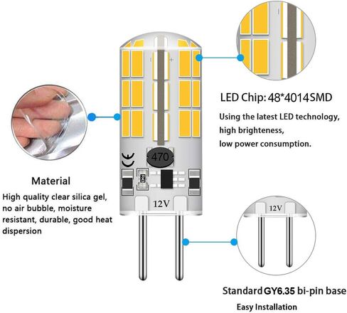 GY6.35 G6.35 Bi-pin Base LED Bulb 4Watt AC DC 12V Silica Gel Crystal Warm White 2700k-3000K Landscape Lighting,JC Type, Equivalent 25W- 30W Q35/CL/T4 Halogen Bulbs (5-Pack) in Saudi Arabia