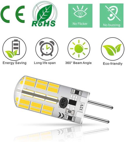 GY6.35 G6.35 Bi-pin Base LED Bulb 4Watt AC DC 12V Silica Gel Crystal Warm White 2700k-3000K Landscape Lighting,JC Type, Equivalent 25W- 30W Q35/CL/T4 Halogen Bulbs (5-Pack) in Saudi Arabia