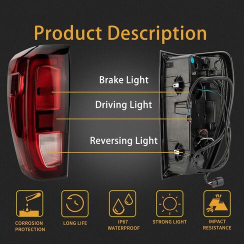 Tail Light Assembly Compatible With 2019-2022 GMC Sierra 1500/2500 Left Driver Side Halogen Rear Brake Lamps With Bulb And Wiring Harness in Saudi Arabia