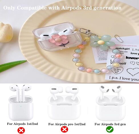 Compatible with Airpods 3rd Generation Case with Cleaning Kit, Cute Soft Clear Airpods 3 Case Airpod 3rd Protective Cover with Keychain Compatible with AirPods 3 Gen Charging Case 2021 in Saudi Arabia