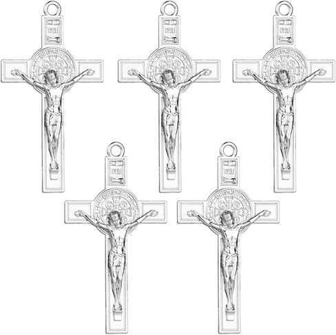 St. Benedict Exorcism Crucifix Cross Pendant for DIY Rosary Necklace Chaplet Part Jewelry Making Accessories Charms 5Pcs Bulk in Saudi Arabia