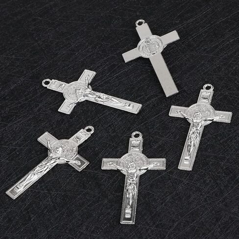 St. Benedict Exorcism Crucifix Cross Pendant for DIY Rosary Necklace Chaplet Part Jewelry Making Accessories Charms 5Pcs Bulk in Saudi Arabia