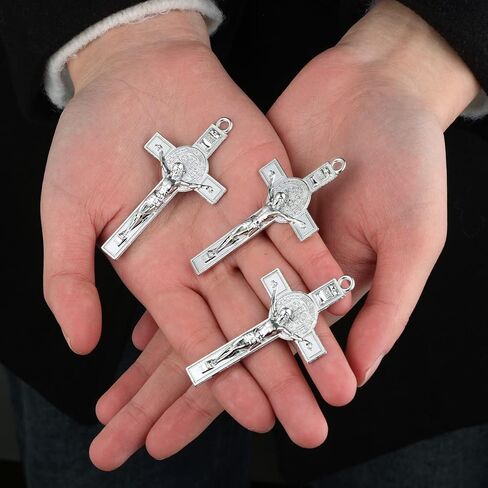 St. Benedict Exorcism Crucifix Cross Pendant for DIY Rosary Necklace Chaplet Part Jewelry Making Accessories Charms 5Pcs Bulk in Saudi Arabia