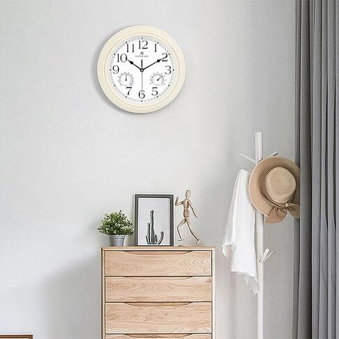 Lafocuse Black Wall Clock with Temperature and Humidity, Silent Non Ticking Kitchen Wall Clock for Living Room Garage 12 Inch Bedroom Office-Version 2.0 in Saudi Arabia