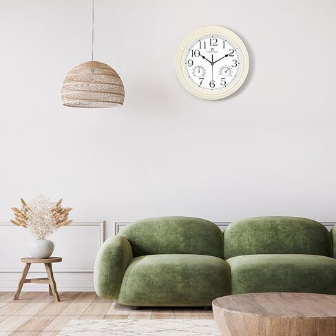 Lafocuse Black Wall Clock with Temperature and Humidity, Silent Non Ticking Kitchen Wall Clock for Living Room Garage 12 Inch Bedroom Office-Version 2.0 in Saudi Arabia