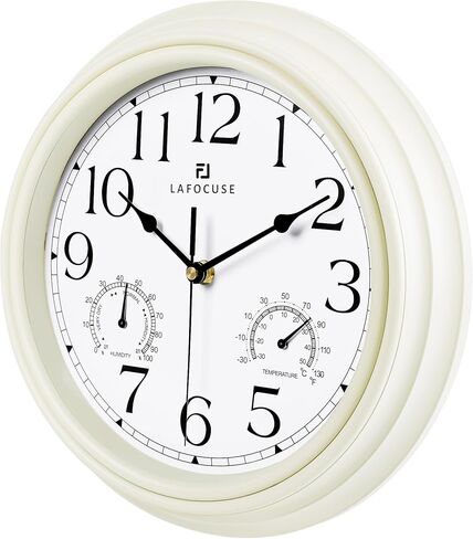 Lafocuse Black Wall Clock with Temperature and Humidity, Silent Non Ticking Kitchen Wall Clock for Living Room Garage 12 Inch Bedroom Office-Version 2.0 in Saudi Arabia