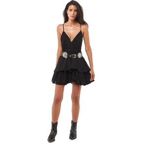 Seta Apparel Women's V-Neck Tiered Check Mini Dress