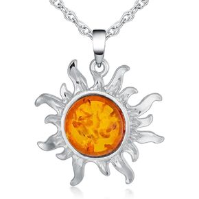Sun Necklace for Women Natural Gemstone Sun Pendant Healing Crystal Protection Necklace Valentine's Day Gift for Mother Girlfriend