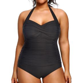 Yonique Plus Size Bathing Suit for Women One Piece Swimsuit Tummy Control Halter Tops for Women Swimwear