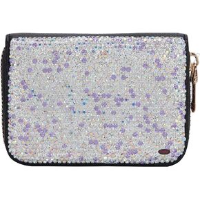 حاملي بطاقات الائتمان من فوزية للنساء، محفظة نسائية من الجلد بحجر الراين وسحاب 10 محافظ وحافظات بطاقات ومنظمات الأموال - أرجواني فاتح in Kuwait