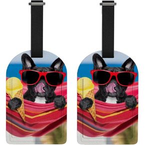 مجموعة بطاقات الأمتعة الجلدية من فانتاسو مكونة من قطعتين من البلدغ الفرنسي مع ملصق تعريف لحقيبة الكوكتيل in Kuwait