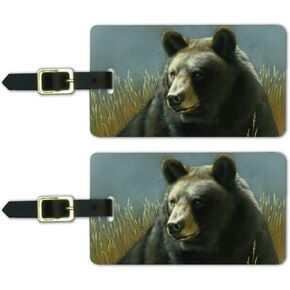 Black Bear Big Game Hunting Luggage ID Tags Suitcase Carry-On Cards - Set of 2
