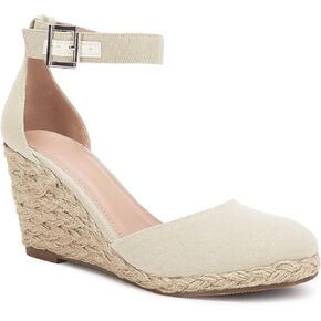 Womens Closed Toe Espadrilles Wedges Shoes Platform Heel Ankle Strap Buckle Dress Sandals