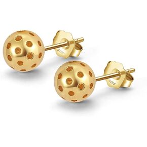 18K Gold Plated Pickleball Stud Earrings Best Gift for Her