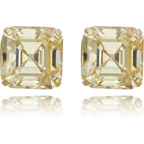 AVORA 10K Yellow Gold asscher-cut Simulated Diamond CZ Stud Earrings