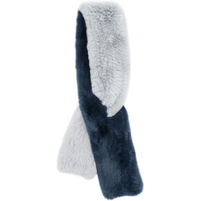 surell 46" Long Rex Rabbit Pull-Through Scarf - Womens Neck Trim Scarf - Winter Collar Wrap (Blue, Light Blue)