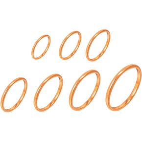 COLORFUL BLING 7 Pcs Set Knuckle Rings Minimalism 1mm Band Stacking Rings Size 4-10 Titanium Stainless Steel in Gold/Rose Gold/Silver/Black for Women Girls