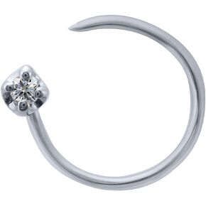 Pretty Jewels 925 Sterling Silver Natural Round Cut White Diamond Nose Rings Studs (Diamond Color: H-I, Clarity: SI1-SI2) Nose Stud Rings for Women