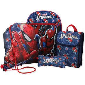 Marvel Kawaii Boys 16" Backpack 5 piece School Set (One Size, Blue)