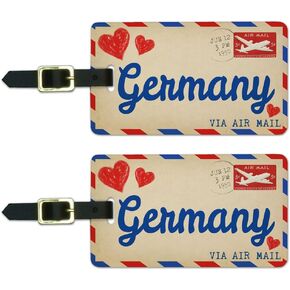 Graphics & More Air Mail Postcard Love for Germany Luggage Suitcase Carry-on Id Tags, White