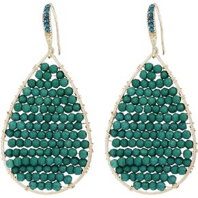 Turquoise Teardrop Earrings, Boho Colorful Beads Gold Hoop Earrings for Women Bohemian Jewelry