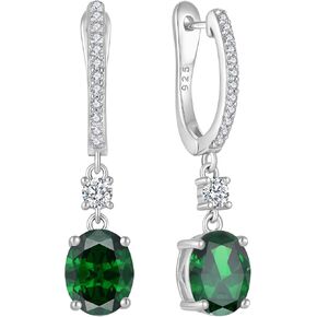 JIWOY 18k White Gold Plated 925 Sterling Silver Hoop Earrings Oval Birthstone Jewelry for Women in Kuwait