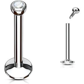 18 Gauge Internally Threaded Monroe/Labret Studs Press Fit Gem 316L Surgical Steel (Choose Length)