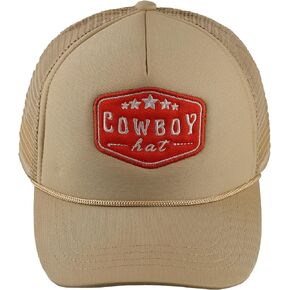 Embroidered Cowboy Hat Mesh Beach Hat for Ladies and Men Summer Stars Patch Trucker Cap