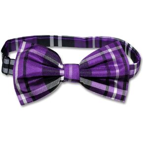 Vesuvio Napoli BOWTIE Purple Black White Color PLAID Design Men's Bow Tie