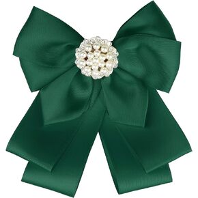 Elerevyo Women's Ribbon Brooch Bowknot Necktie School Uniform Pin Collar Bow Ties with Beads