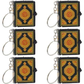 6pcs Mini Quran Keychains Keyring Pendants Islamic Car Mirror Hanging Ornament Muslim Gift Wallet Keychain Accessories