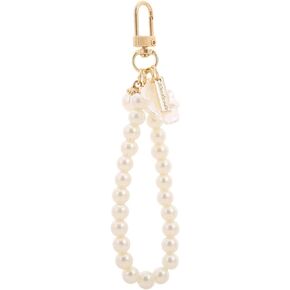 1Pc White Women's Imitation Pearl Chain Key Chain Backpack Key Pendant Accessories Key Ring Charm Gifts,Shell,Car Keychains Car Accessories