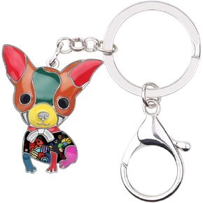 BONSNY Enamel Alloy Chain Chihuahua Key Chains For Women Jewelry Car Purse Handbag Charms