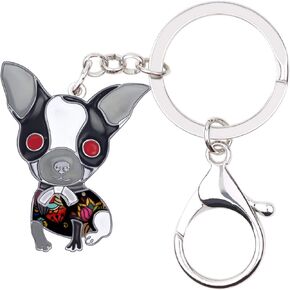 BONSNY Enamel Alloy Chain Chihuahua Key Chains For Women Jewelry Car Purse Handbag Charms