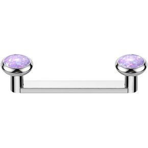 Dynamique Implant Grade Titanium Internally Thread Flat Surface Barbell With Titanium Flat Bezel Set Opal Tops (Sold Per Piece)