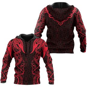 365CUSGIFTS - Viking Tattoo 3D Digital Print Hoodies Pullover, Viking Costume Men/Women, Viking Apparel Norse Viking Gifts