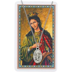 Oval St. Catherine of Alexandria Medal with Prayer Card