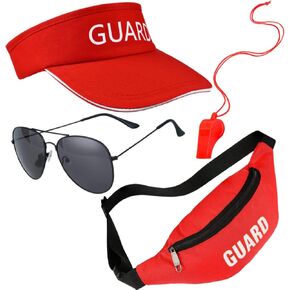 4 Pcs Guard Costume Set Include Hat Fanny Pack Whistle with Lanyard and Sunglasses for Adults Beach Dress Up in Kuwait