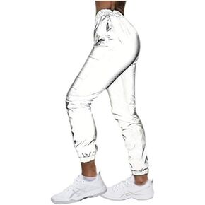 RARITYUS Women Men Rave Reflective Pants Sweatpants Trousers Dance Jogger Pants with Pockets for Party Festival Casual