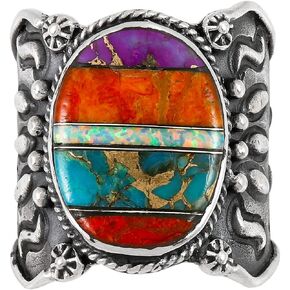 Sterling Silver Gemstone Ring with Genuine Turquoise (SELECT color)