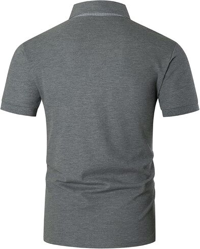 LIUPMWE Polo Shirts for Men with Pocket Short Sleeve T Shirts Plaided Golf Cotton Shirt in Saudi Arabia