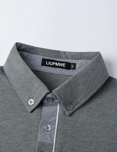LIUPMWE Polo Shirts for Men with Pocket Short Sleeve T Shirts Plaided Golf Cotton Shirt in Saudi Arabia