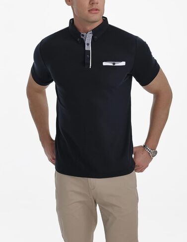 LIUPMWE Polo Shirts for Men with Pocket Short Sleeve T Shirts Plaided Golf Cotton Shirt in Saudi Arabia