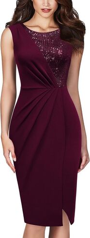 Knitee Women's Sequin Glitter Ruched Sleeveless Bodycon Slit Cocktail Evening Party Dress in Saudi Arabia
