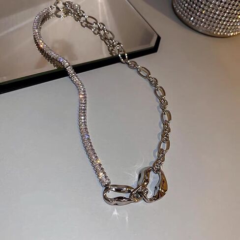 Buyongwant Irregular Necklace Y2k Ring Buckle Aesthetics Necklace Fashion Collar Chain Women's Versatile Silver Jewelry Halloween Christmas Gift in Kuwait