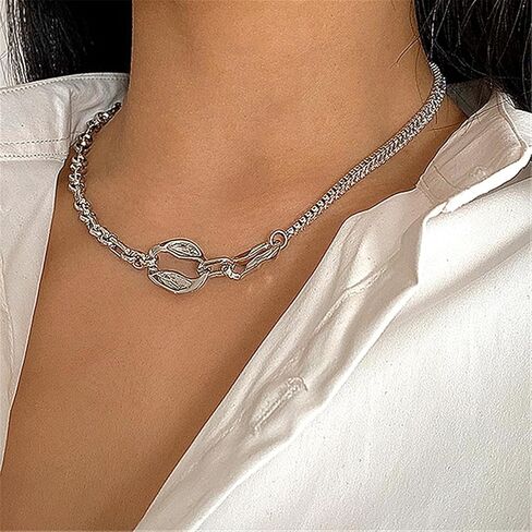 Buyongwant Irregular Necklace Y2k Ring Buckle Aesthetics Necklace Fashion Collar Chain Women's Versatile Silver Jewelry Halloween Christmas Gift in Kuwait